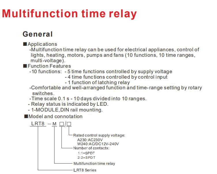 Lrt8-M1 220VAC Multifunction Time Relay, Ce Proved Multifunction Time Relay, ISO9001 Proved High Quality Multifunction Time Relay