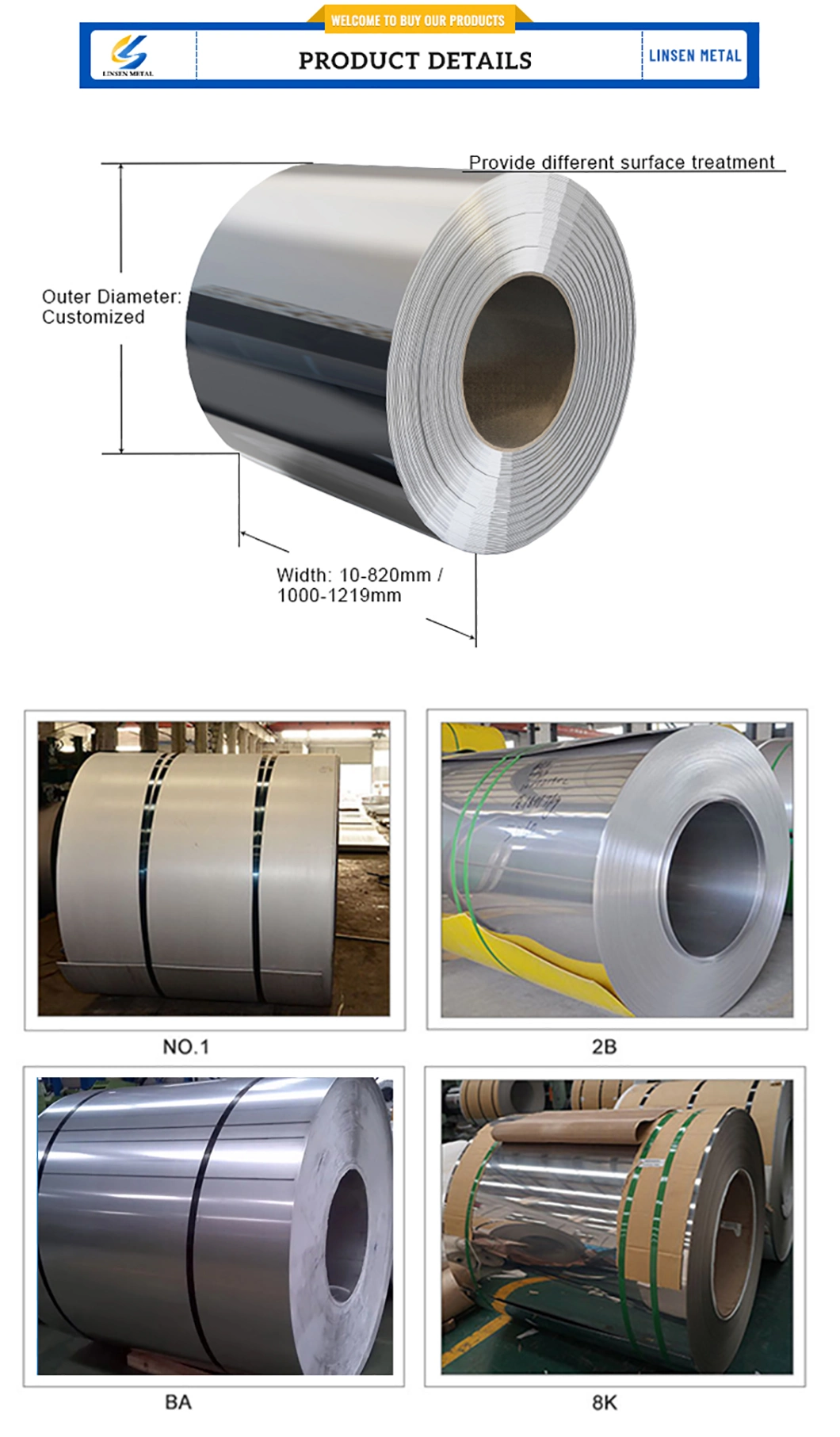 Factory Discount ASTM AISI SUS 300 Series 304 316L 310S 321 316ti 321H 347H 2205 2507 2b Ba Hl No. 1 No. 4 4K 8K Surface Hot/Cold Rolled Stainless Steel Coil